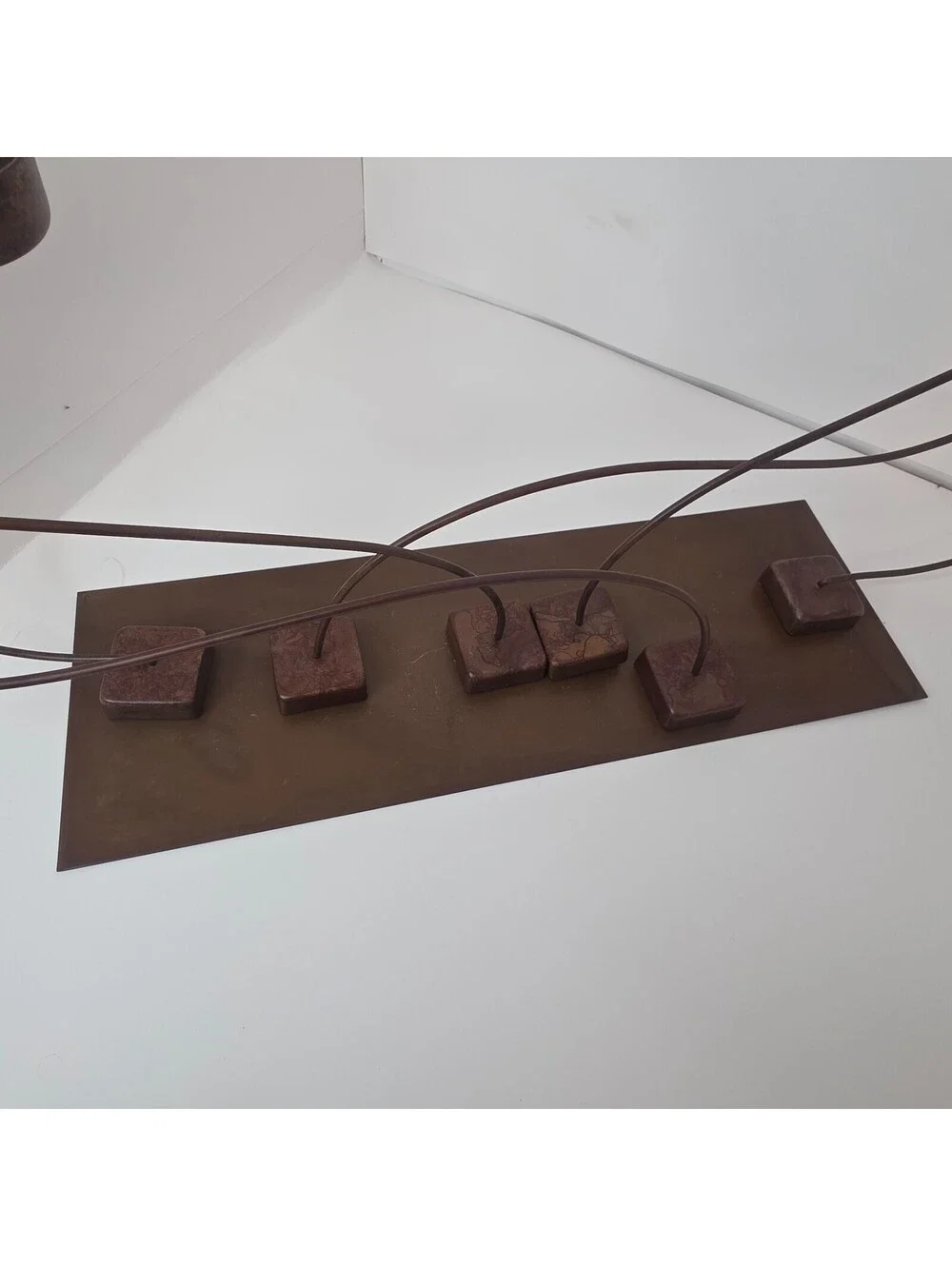 Vintage Mid Century Brutalist Wrought Iron 6 Taper Candelabra Candle Holder Base